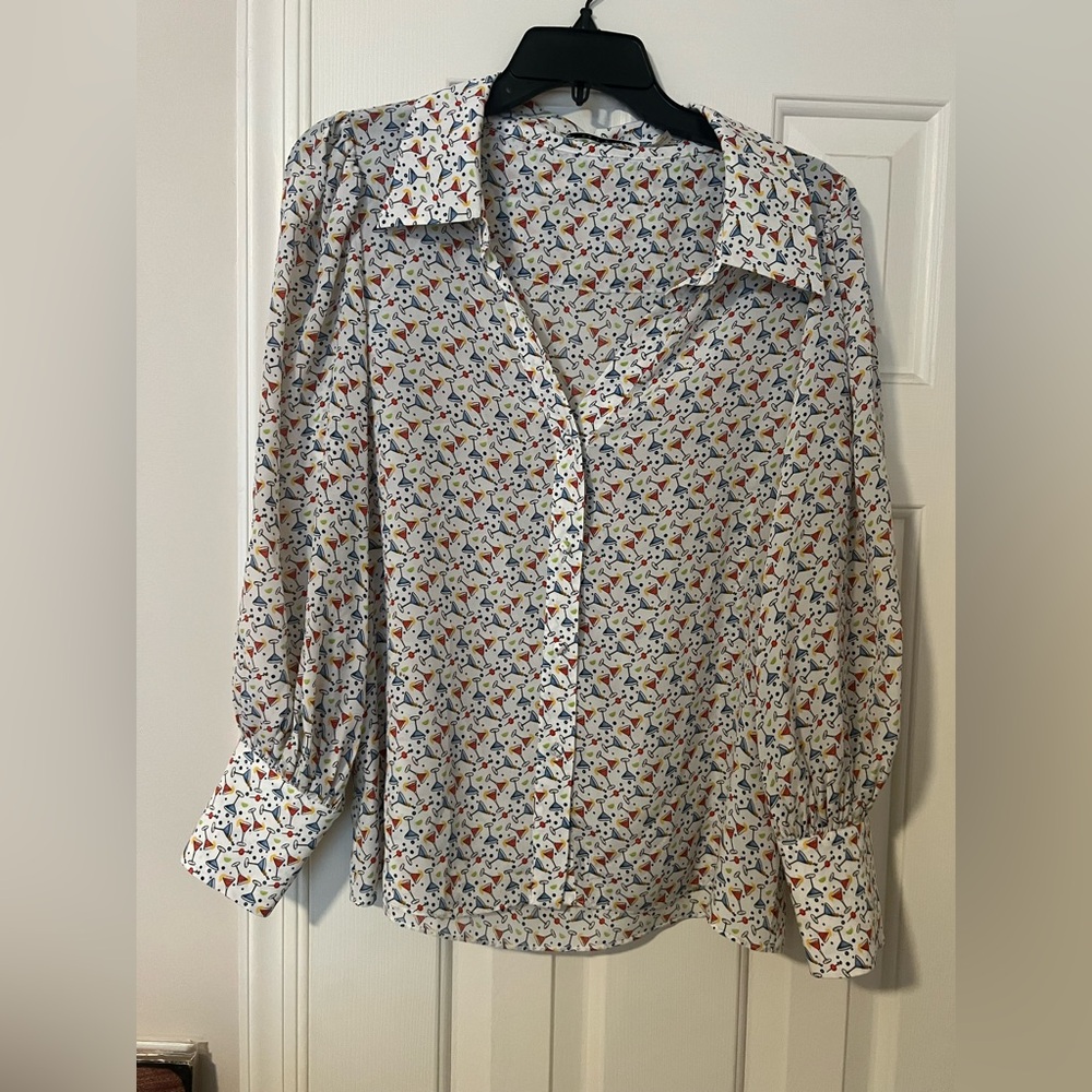 Alice + Olivia Silk Martini Button Down